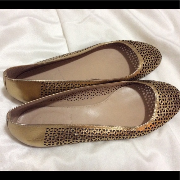 J.Crew gold leather laser ballet MADE IN ITALY 7 - Picture 2 of 8